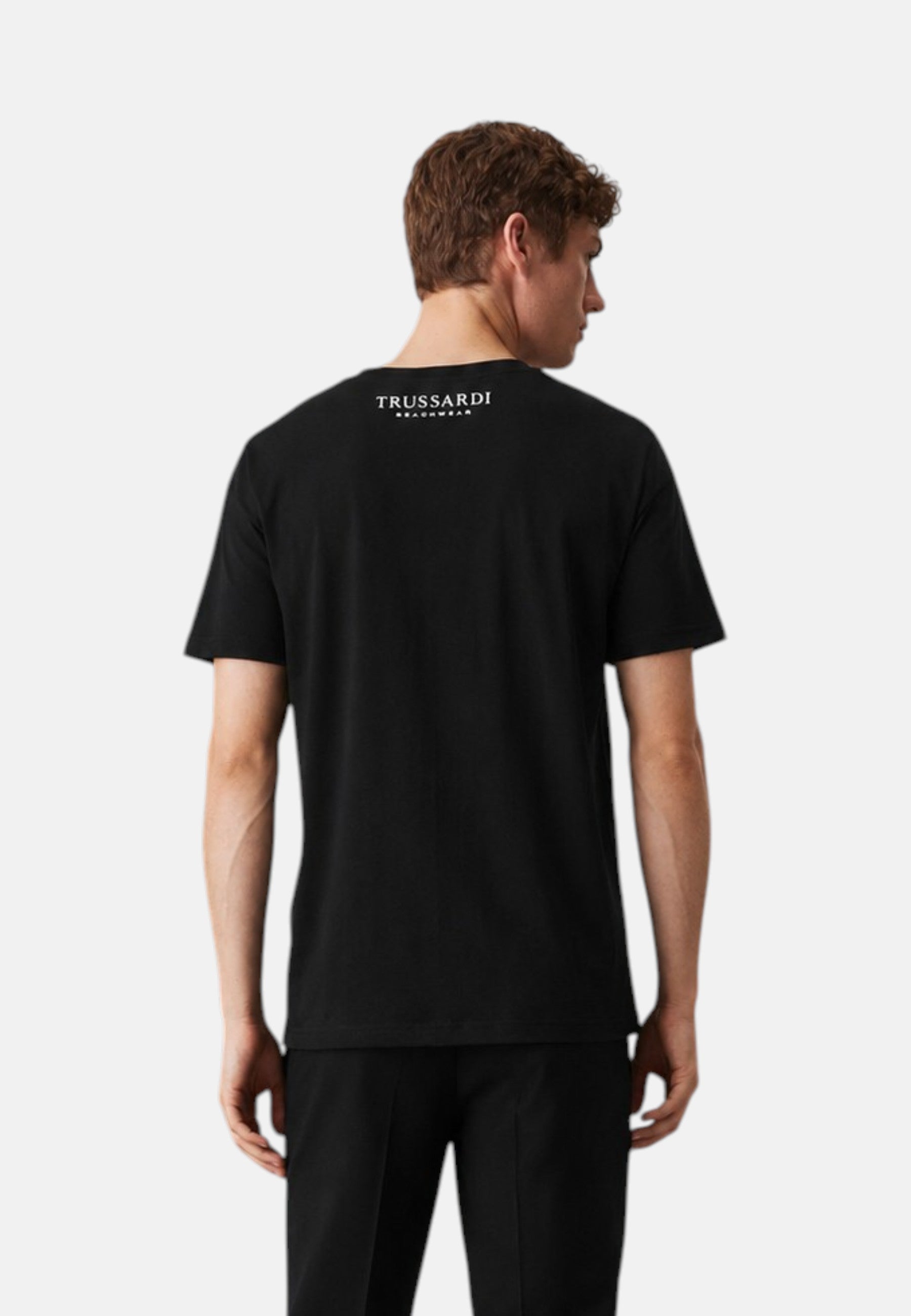 T-Shirt Uomo Trussardi Maglia Casual in Cotone con Logo Black