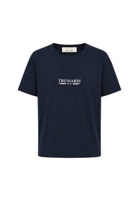 T-Shirt Uomo Trussardi Maglia Casual in Cotone con Logo Navy