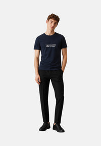 T-Shirt Uomo Trussardi Maglia Casual in Cotone con Logo Navy