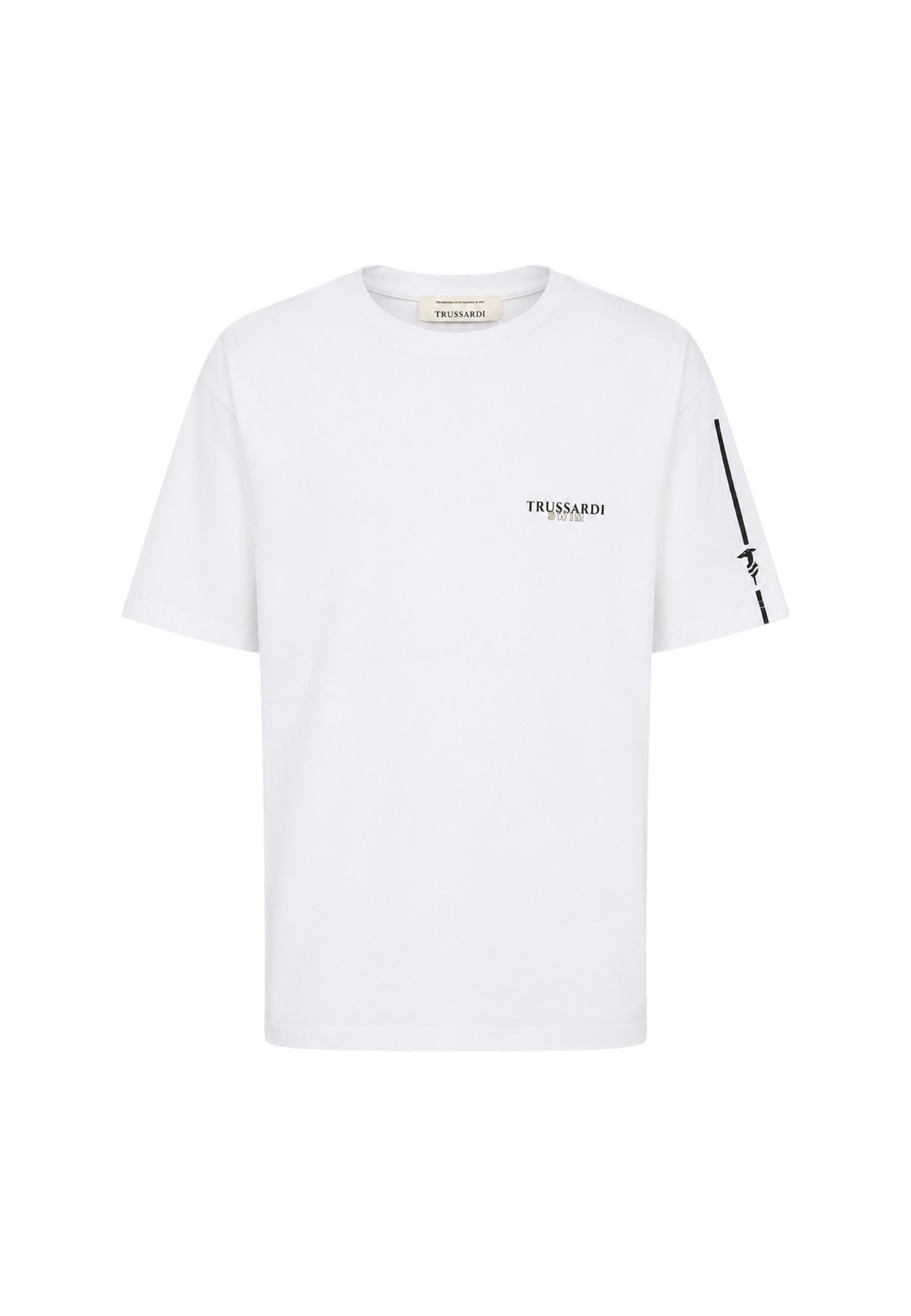 T-Shirt Uomo Trussardi Maglia Casual in Cotone con Logo White