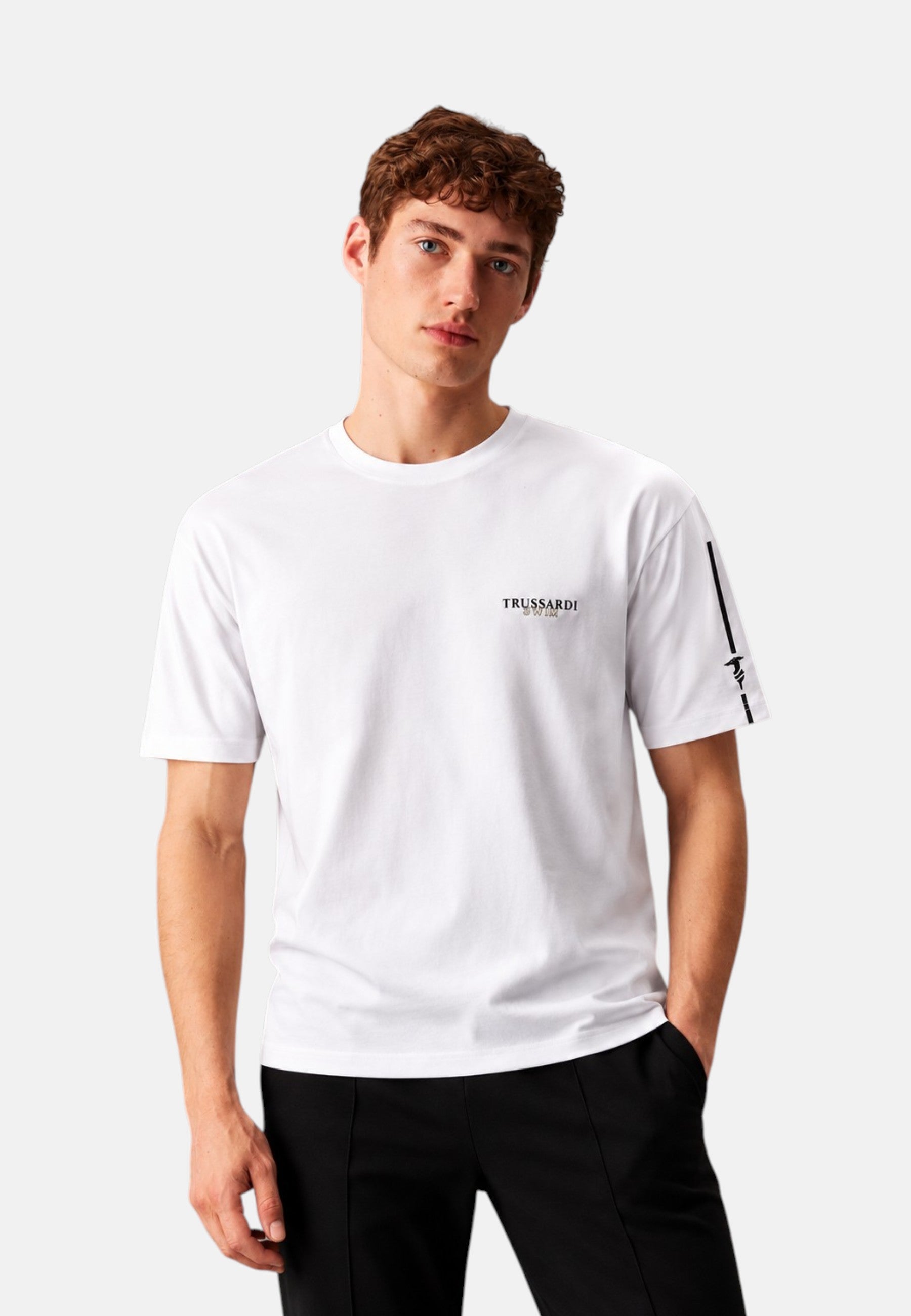 T-Shirt Uomo Trussardi Maglia Casual in Cotone con Logo White