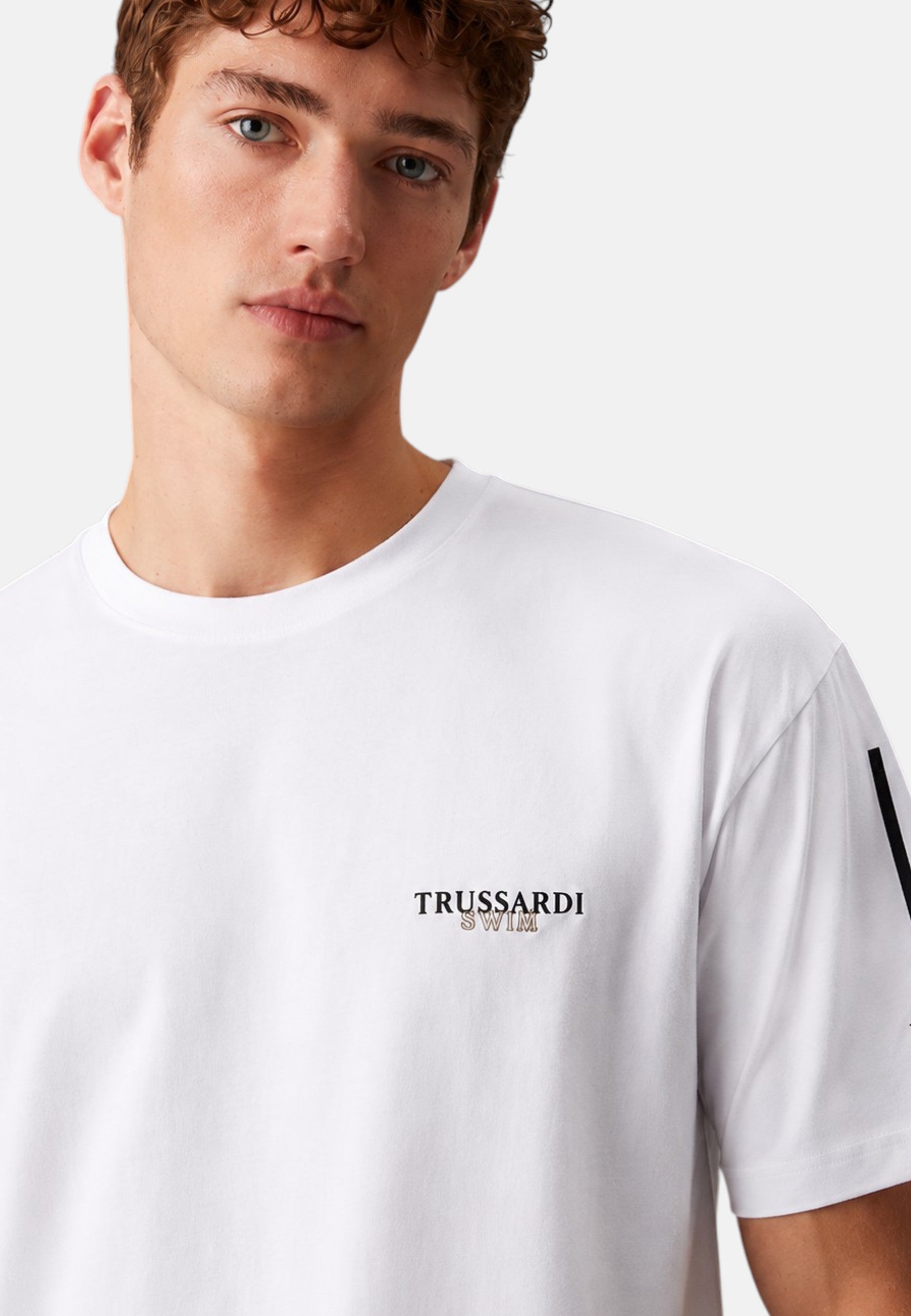 T-Shirt Uomo Trussardi Maglia Casual in Cotone con Logo White