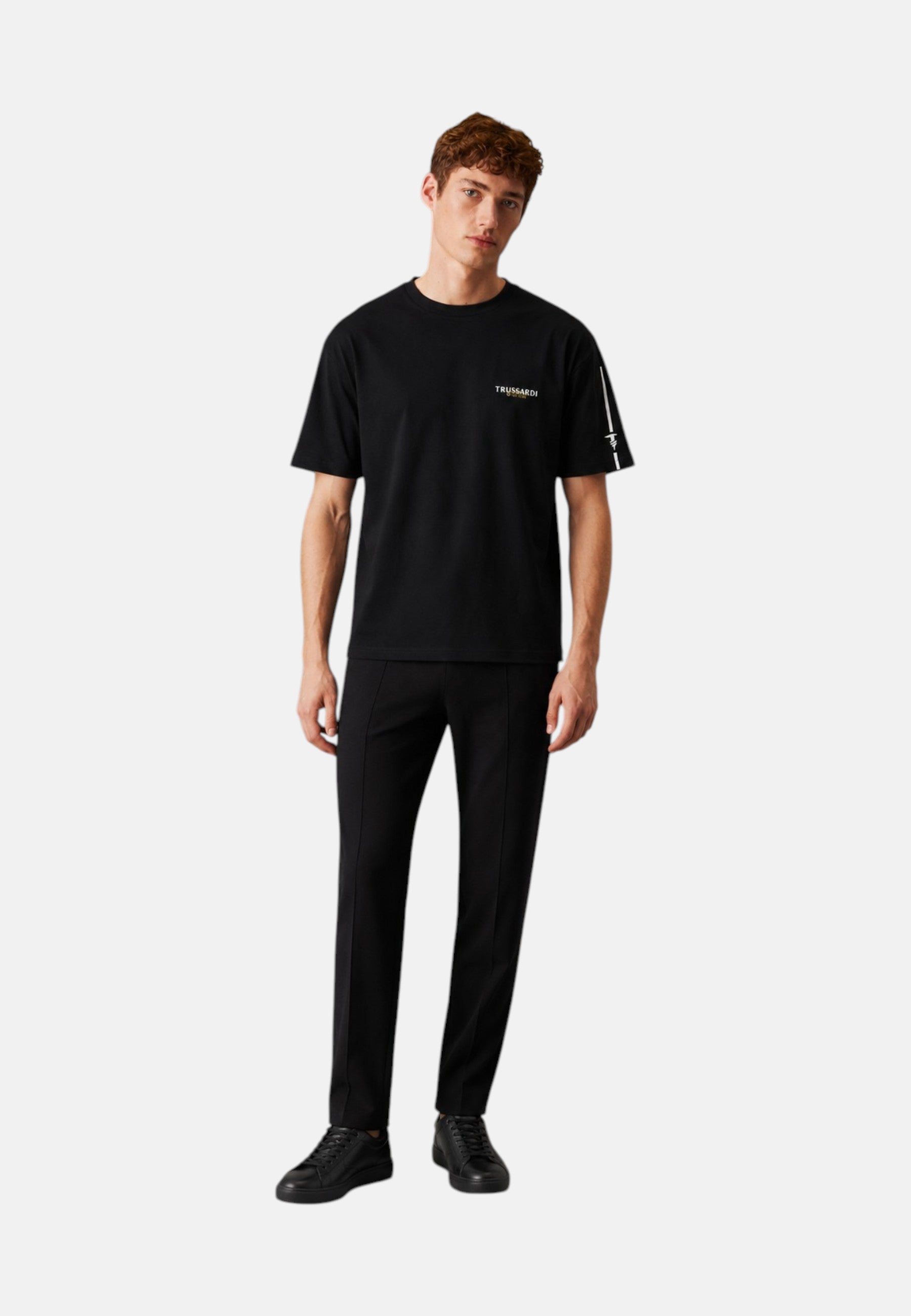 T-Shirt Uomo Trussardi Maglia Casual in Cotone con Logo Black