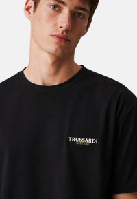 T-Shirt Uomo Trussardi Maglia Casual in Cotone con Logo Black