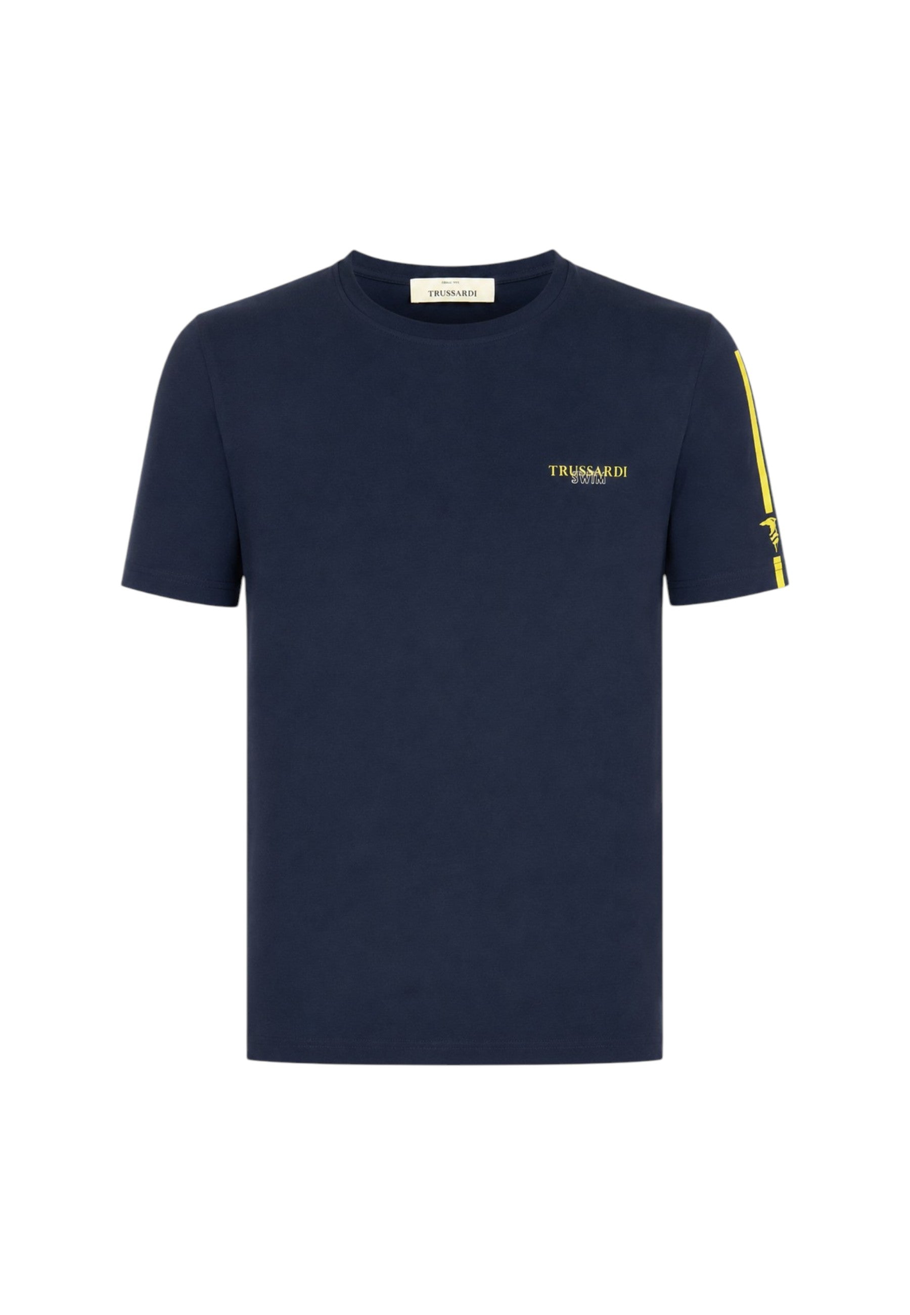 T-Shirt Uomo Trussardi Maglia Casual in Cotone con Logo Navy