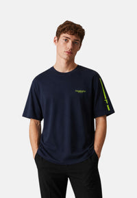 T-Shirt Uomo Trussardi Maglia Casual in Cotone con Logo Navy