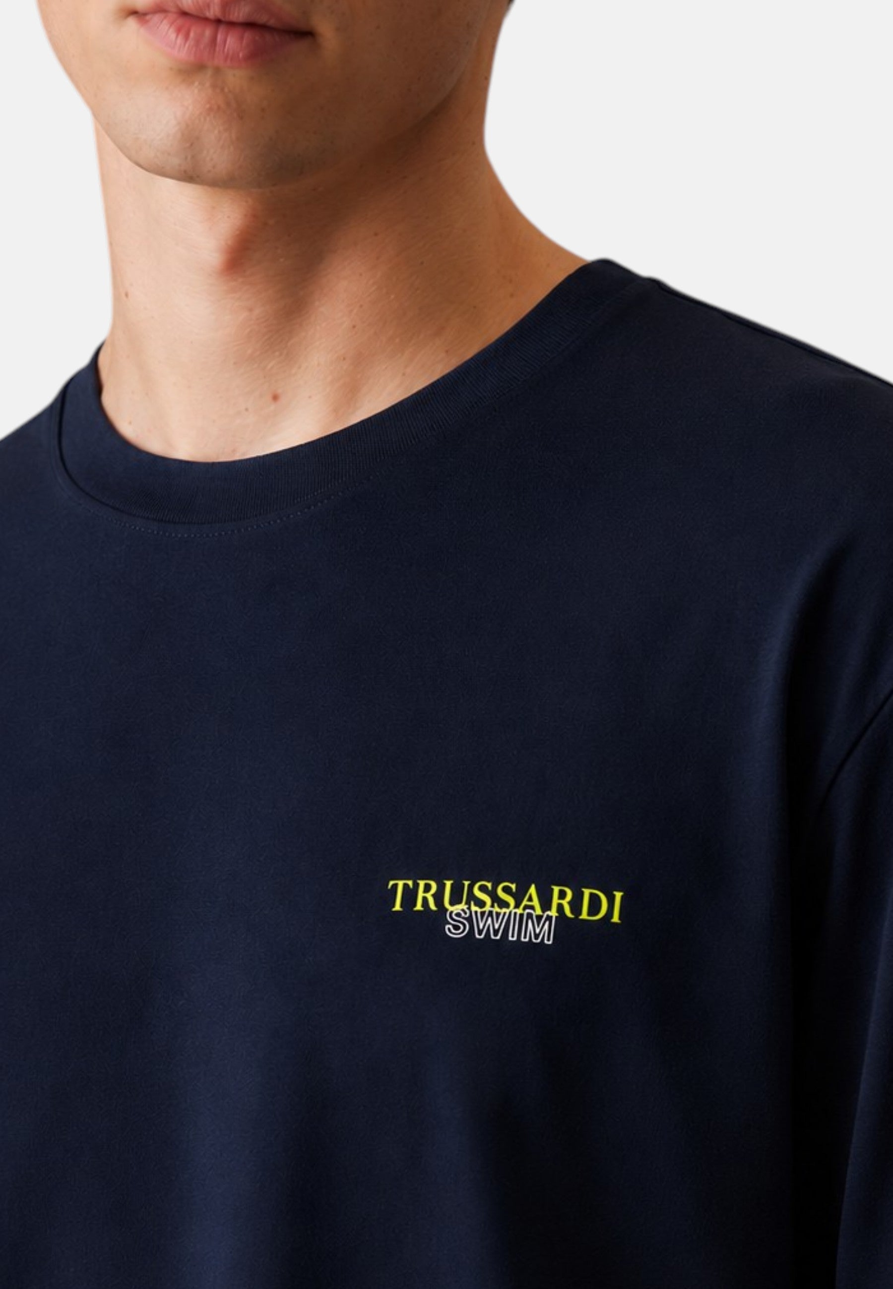 T-Shirt Uomo Trussardi Maglia Casual in Cotone con Logo Navy