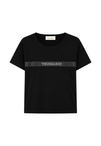 T-Shirt Uomo Trussardi Maglia Casual in Cotone con Logo Black