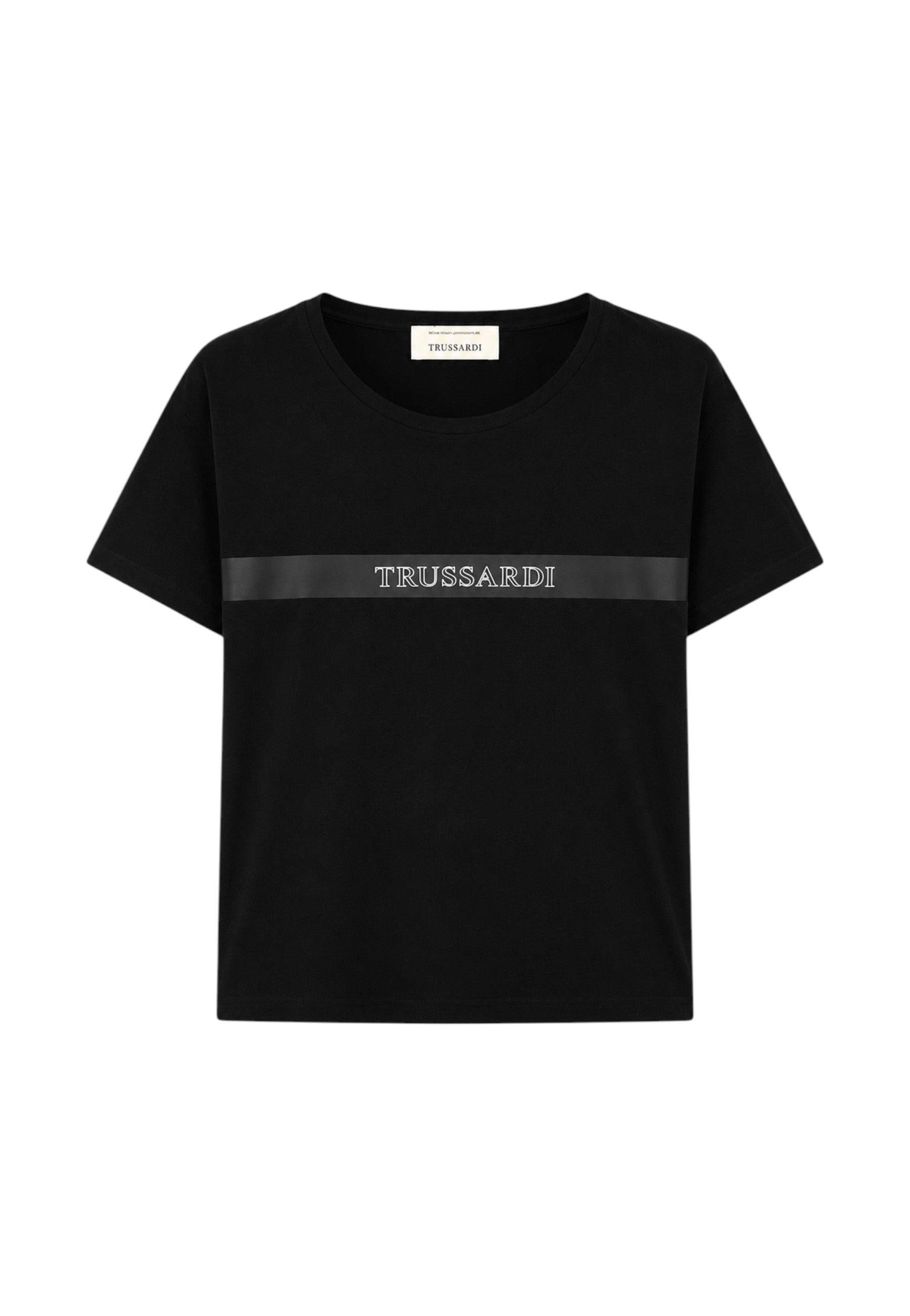 T-Shirt Uomo Trussardi Maglia Casual in Cotone con Logo Black