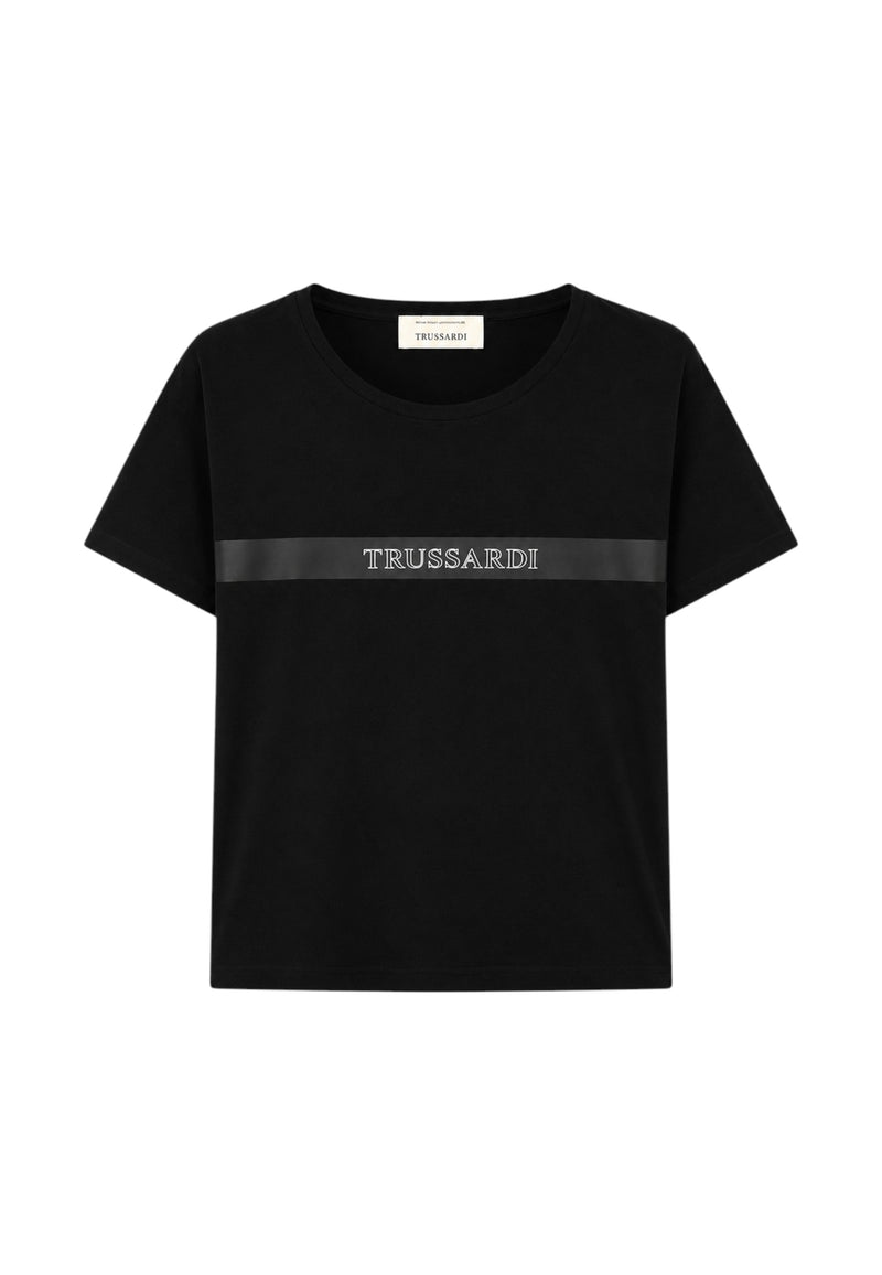T-Shirt Uomo Trussardi Maglia Casual in Cotone con Logo Black