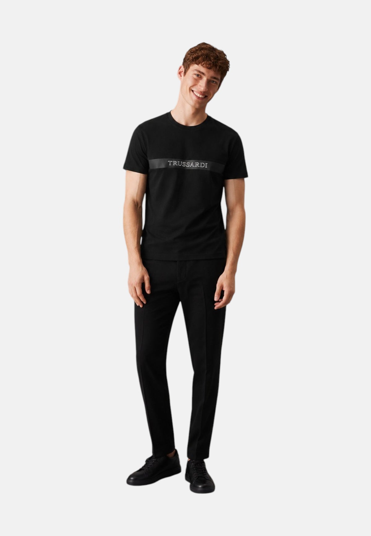 T-Shirt Uomo Trussardi Maglia Casual in Cotone con Logo Black