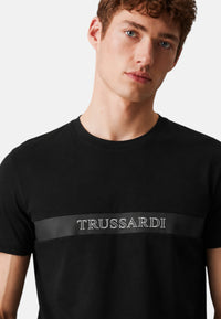 T-Shirt Uomo Trussardi Maglia Casual in Cotone con Logo Black