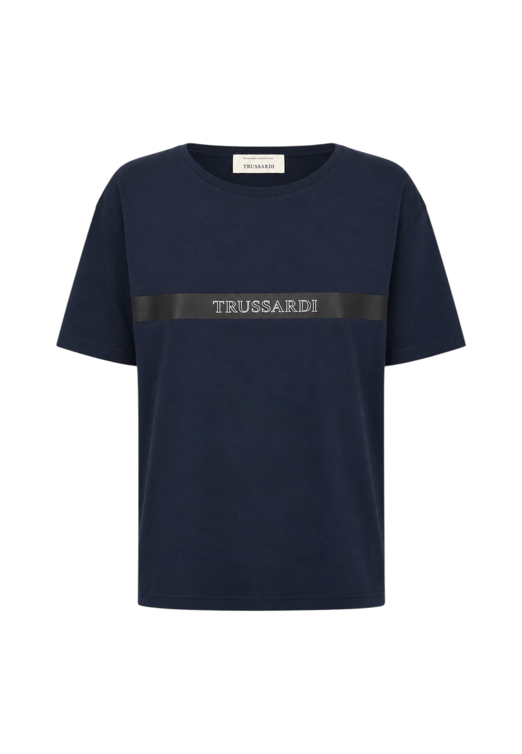 T-Shirt Uomo Trussardi Maglia Casual in Cotone con Logo Navy