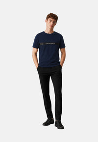 T-Shirt Uomo Trussardi Maglia Casual in Cotone con Logo Navy