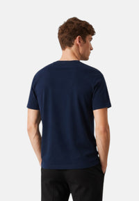 T-Shirt Uomo Trussardi Maglia Casual in Cotone con Logo Navy