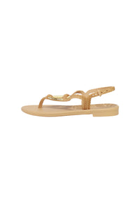 Sandalo Basso Donna Grendha Infradito con Cinturino alla Caviglia Metallic Honey Beige