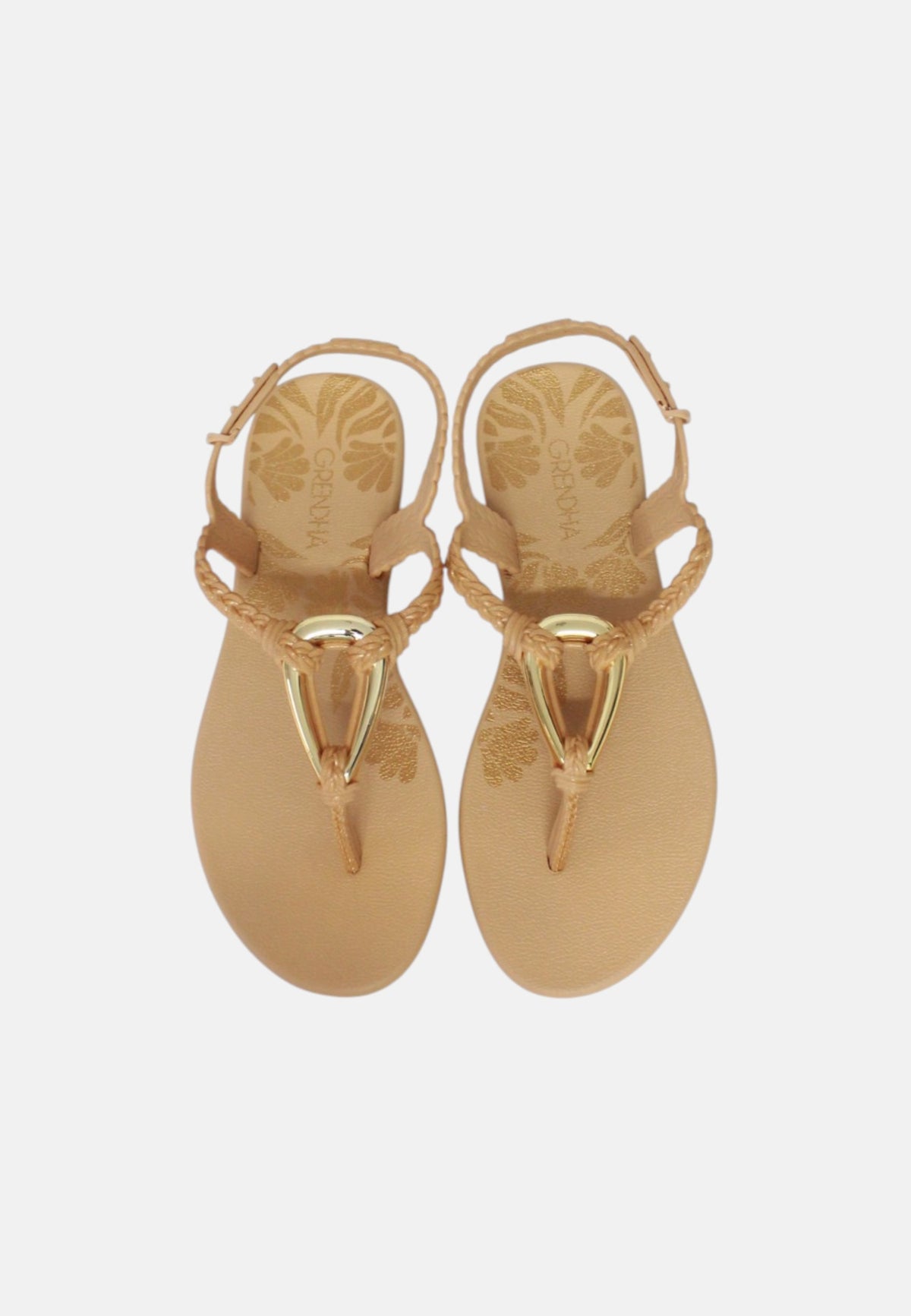Sandalo Basso Donna Grendha Infradito con Cinturino alla Caviglia Metallic Honey Beige