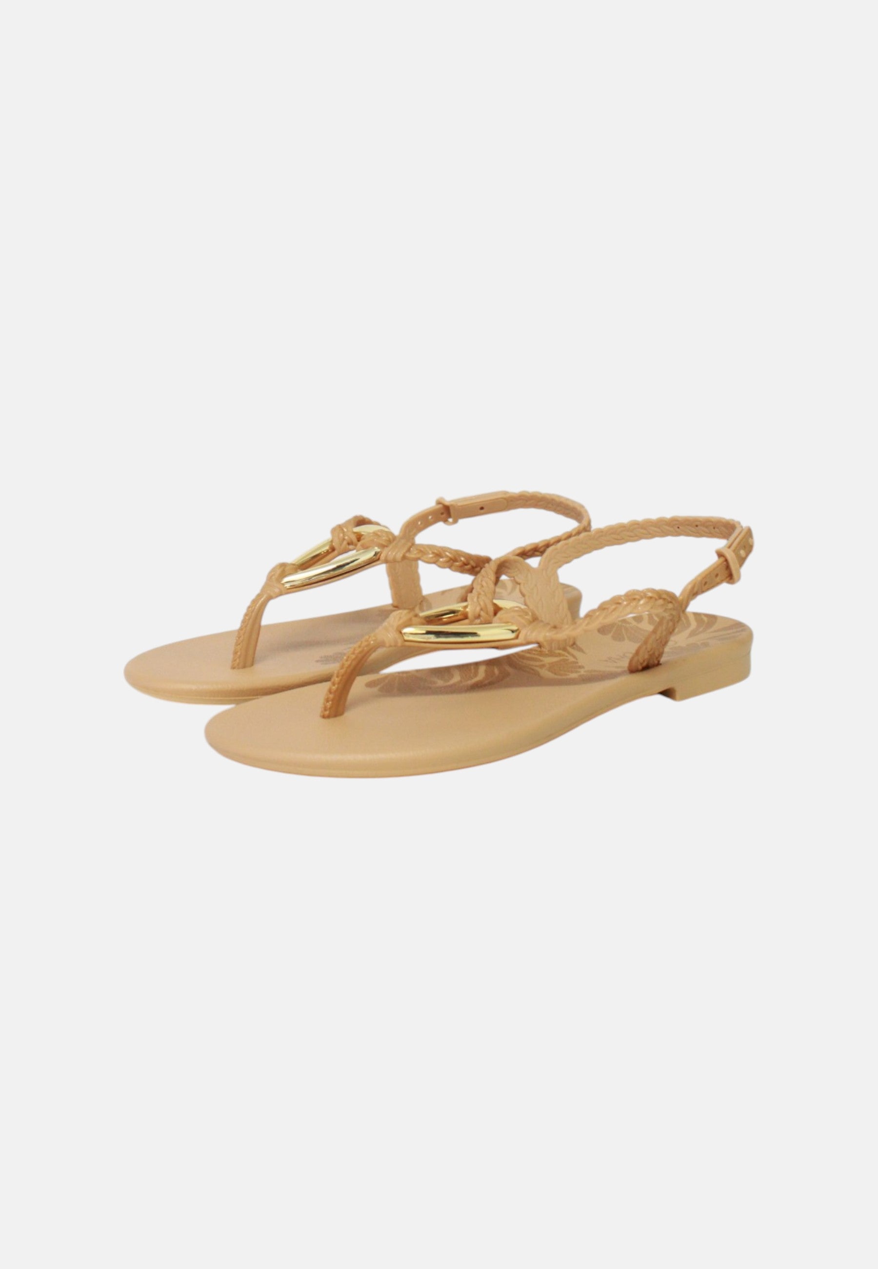 Sandalo Basso Donna Grendha Infradito con Cinturino alla Caviglia Metallic Honey Beige
