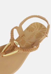 Sandalo Basso Donna Grendha Infradito con Cinturino alla Caviglia Metallic Honey Beige
