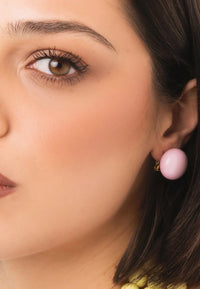 Orecchini a clip con pietra circolare in resina rosa chiaro Rosa