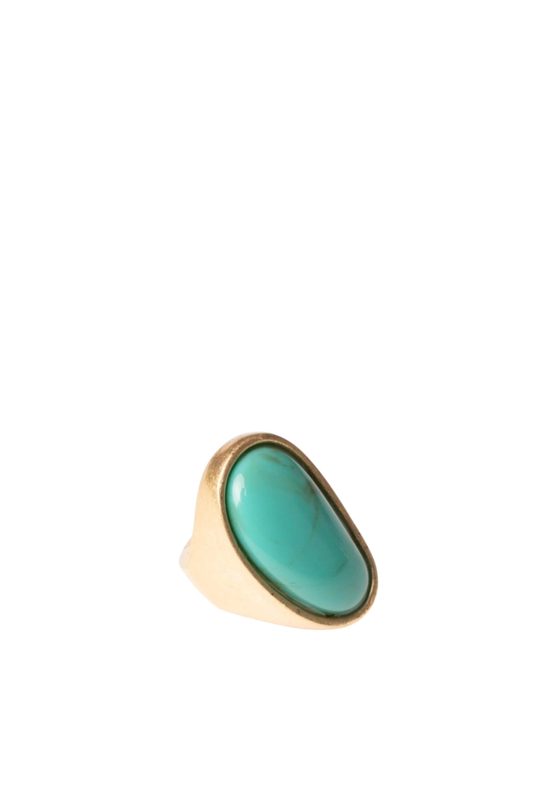 Anello elastico in metallo antichizzato con pietra in resina turchese Oro/blu