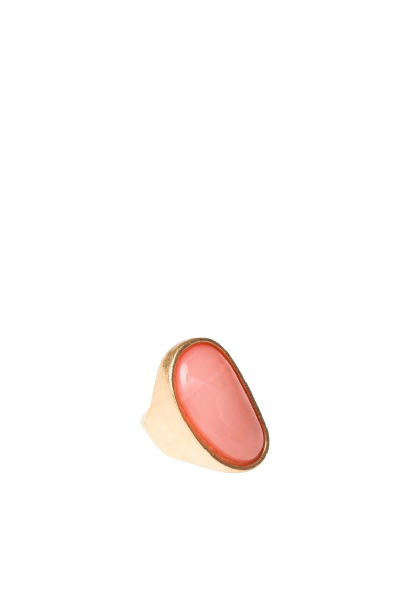Anello elastico in metallo antichizzato con pietra in resina rosa Oro/rosa