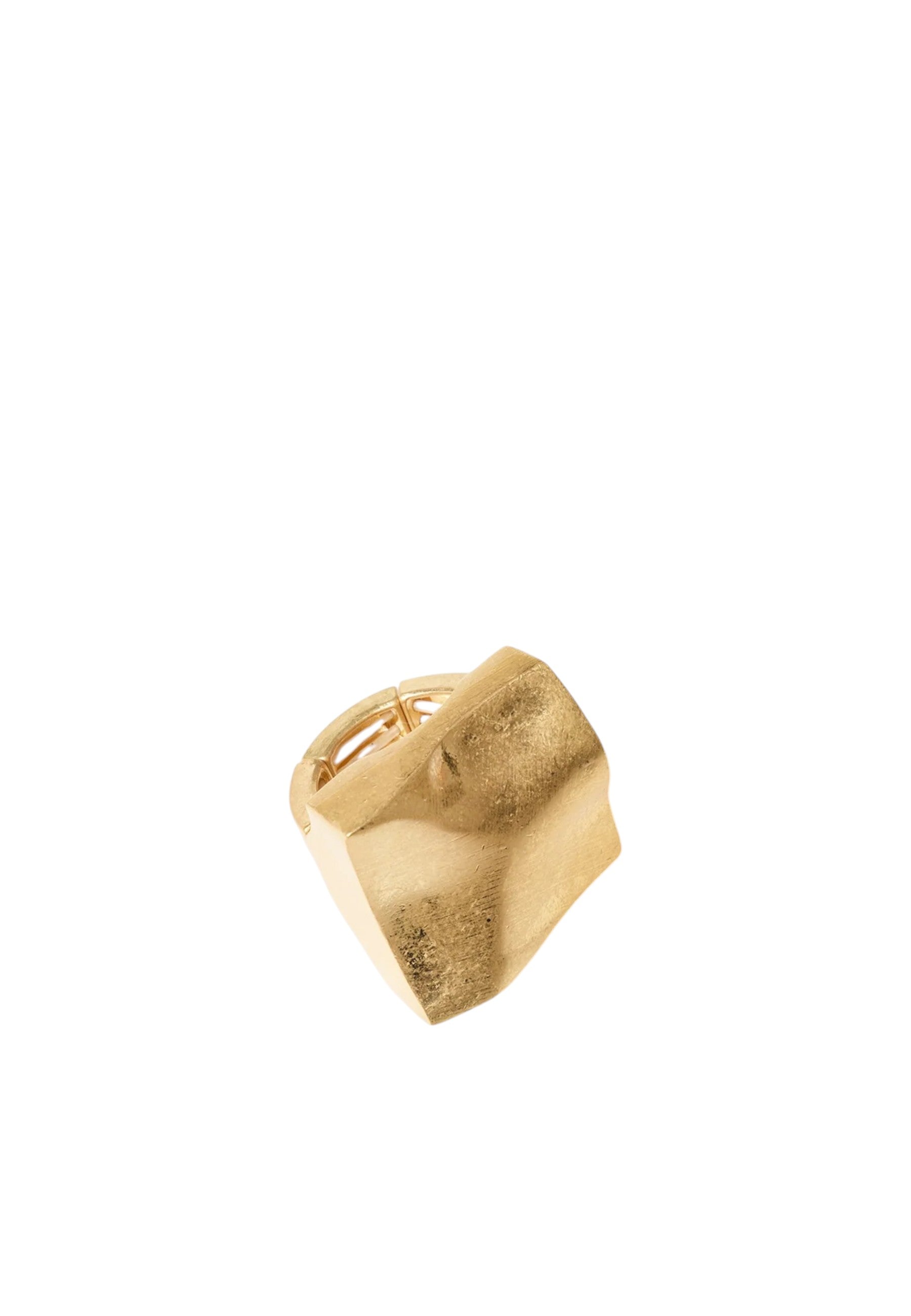 Anello elastico in metallo antichizzato con fronte quadrato Oro