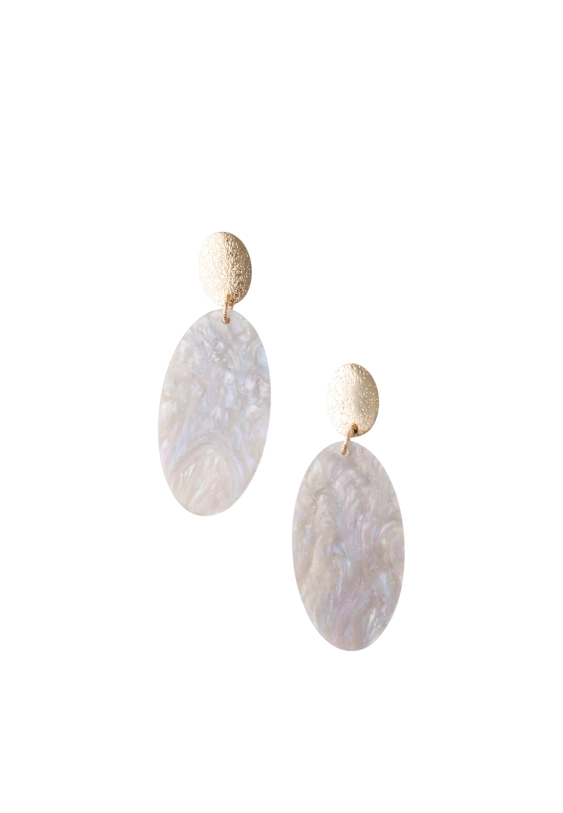 Orecchini pendenti con pietra ovale in acrilico lilla Oro/blu