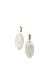Orecchini pendenti con pietra ovale in acrilico verde Oro/celeste