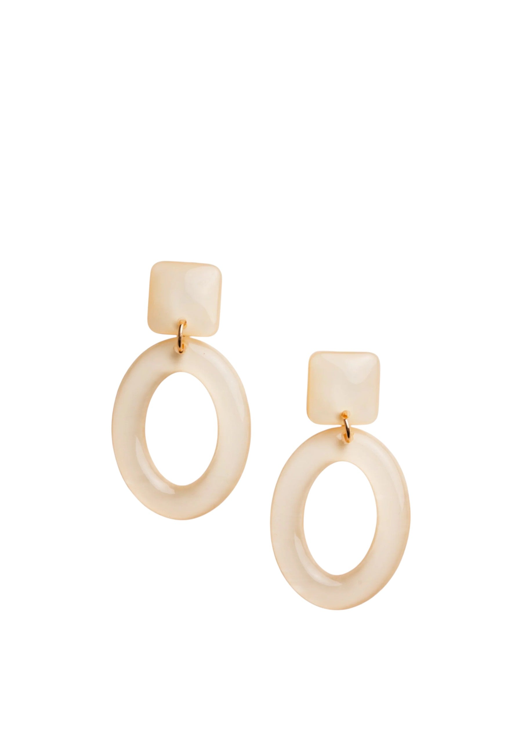 Orecchini pendenti a clip ovali in acrilico bianco Bianco/oro