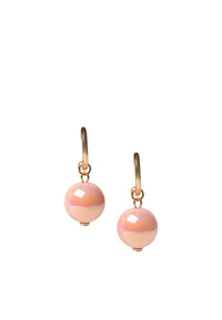 Orecchini a cerchietto con sfera lucida pendente in acrilico rosa Oro/rosa