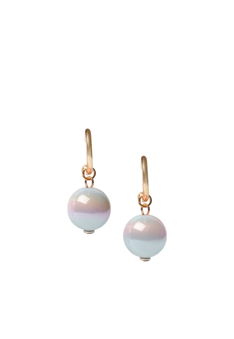 Orecchini a cerchietto con sfera lucida pendente in acrilico grigia Oro/grigio