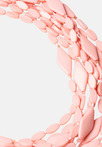 Collana multi filo con pietre in acrilico rosa Rosa