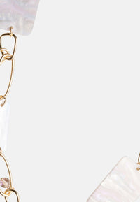 Collana lunga a catena con pietre rettangolari in acrilico lilla. Oro/lilla