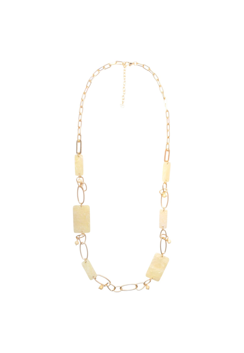 Collana lunga a catena con pietre rettangolari in acrilico gialle Oro/giallo