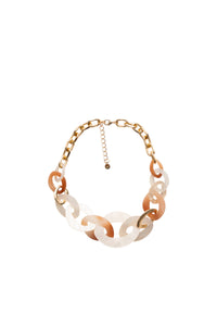 Collana girocollo a catena con inserti in acrilico ovali tono beige Oro/bianco/beige