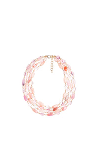 Collana girocollo multi filo con pietre vetro ed acrilico tono rosa Rosa/lilla