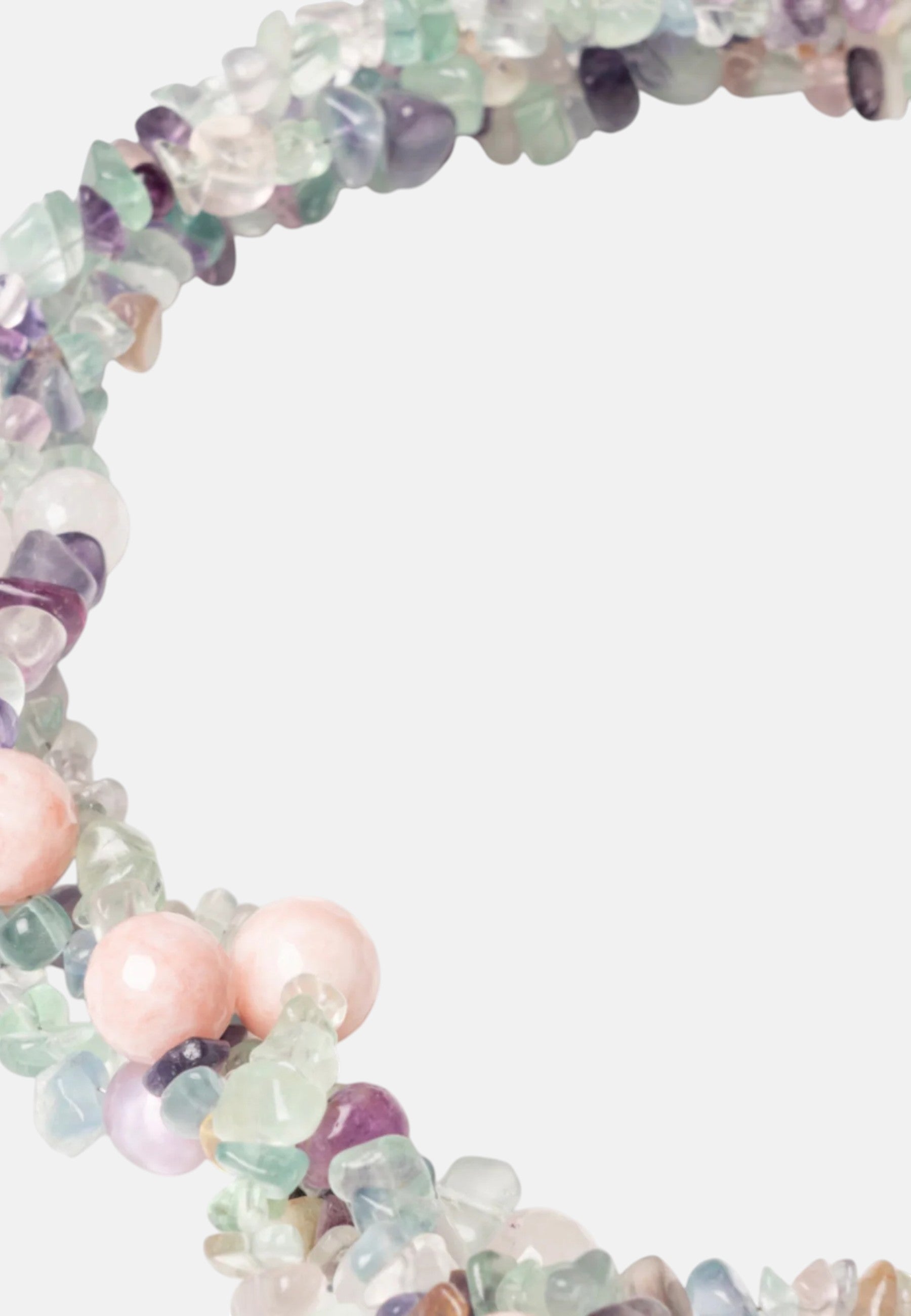 Collana girocollo con intreccio di pietre dure grigie e rosa Multicolor