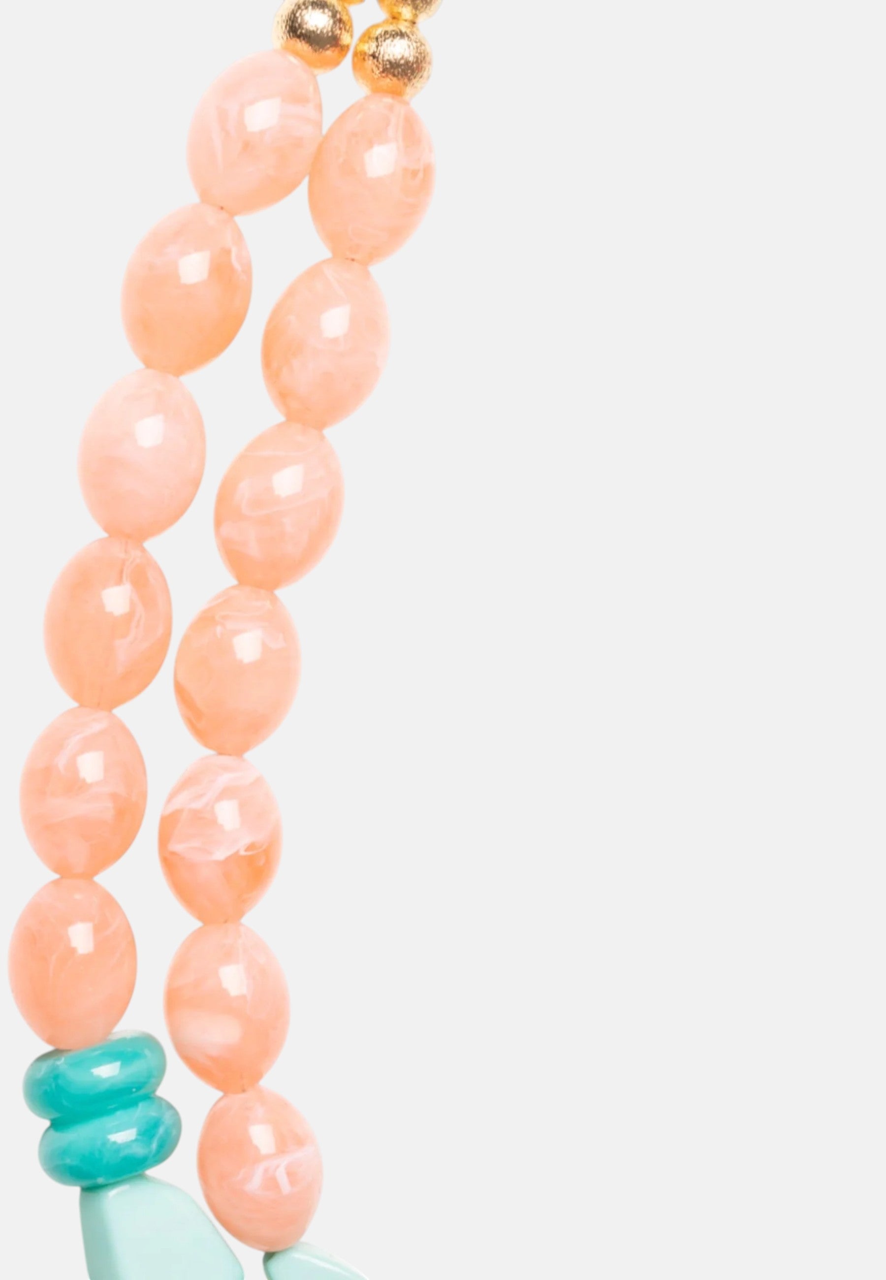 Collana lunga a due fili con pietre in acrilico verde acqua e rosa Celeste/rosa