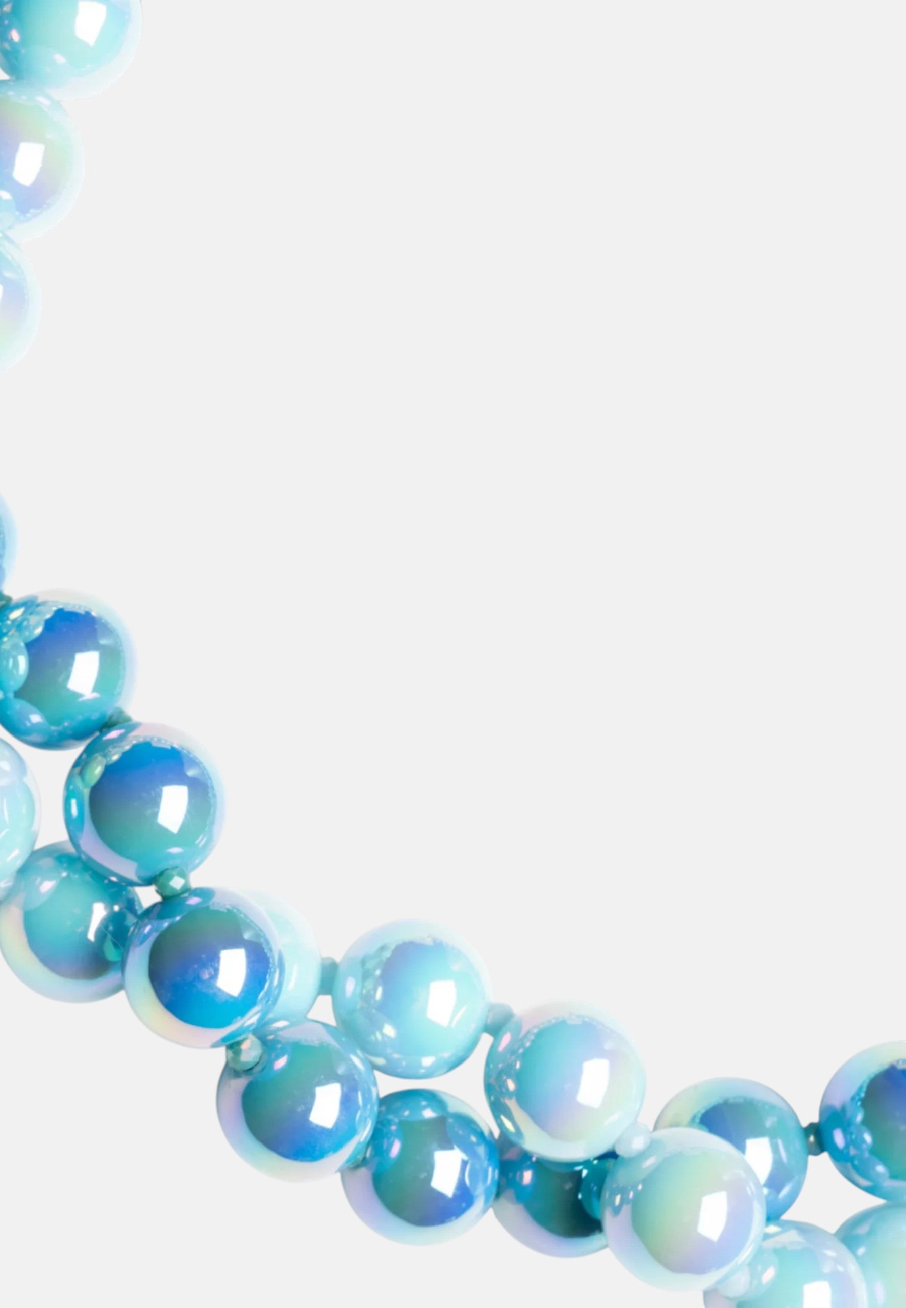Collana girocollo con due fili di sfere in acrilico lucide tono blu Blu