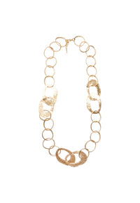 Collana lunga a catena grossa martellata in metallo antichizzato Oro
