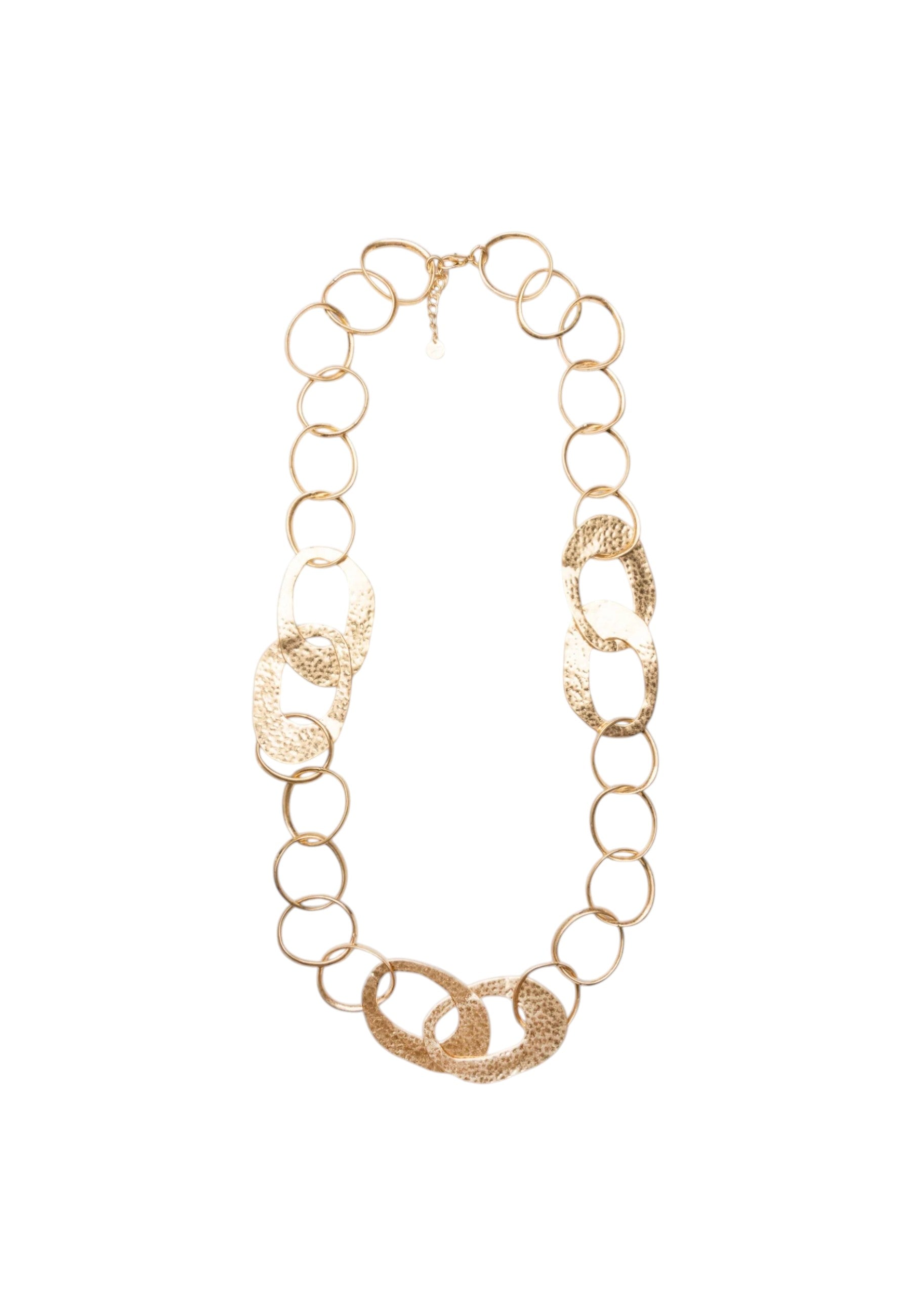 Collana lunga a catena grossa martellata in metallo antichizzato Oro
