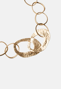 Collana lunga a catena grossa martellata in metallo antichizzato Oro