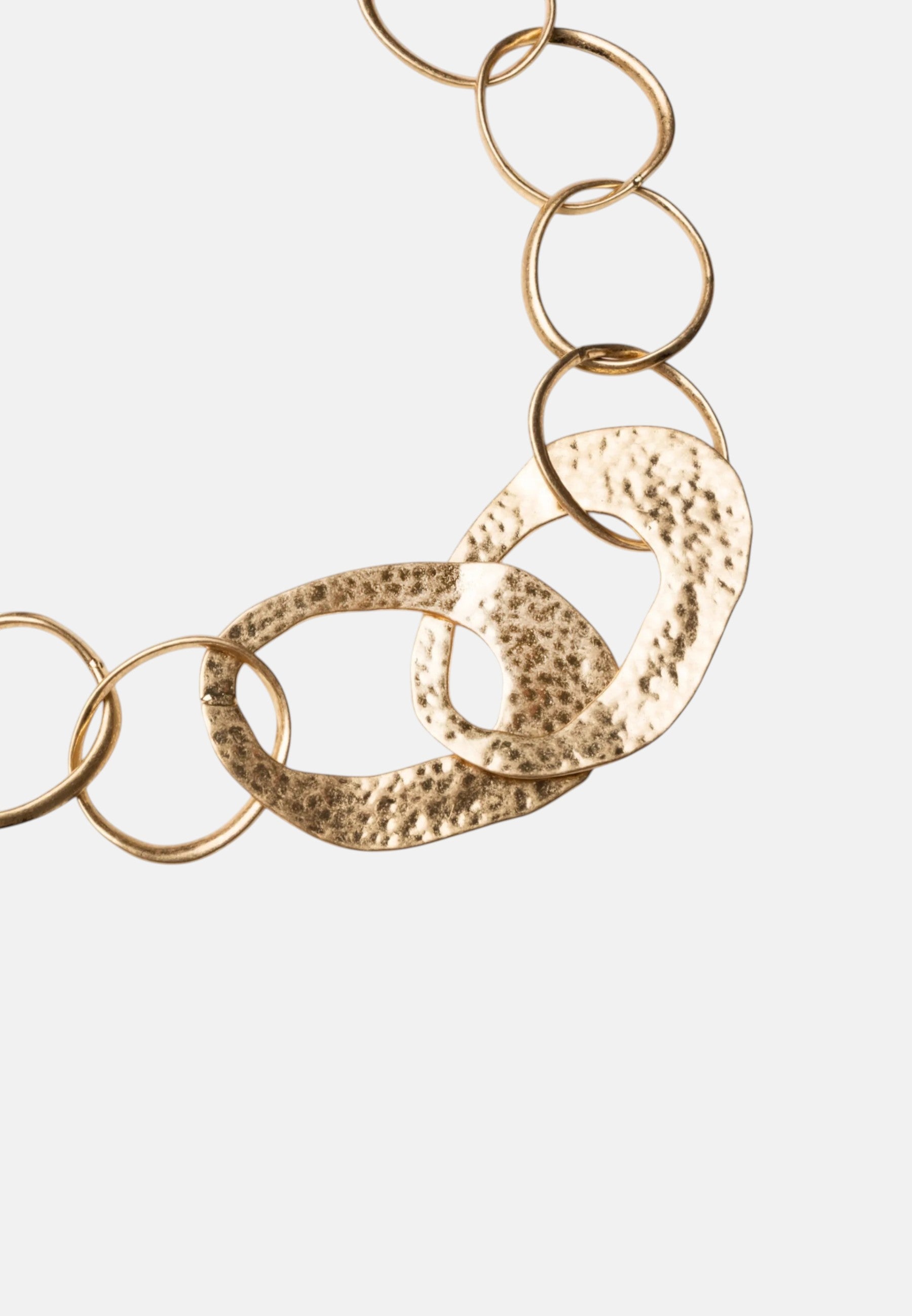 Collana lunga a catena grossa martellata in metallo antichizzato Oro