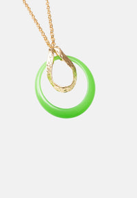 Collana lunga a catena antichizzata con pendente circolare verde Oro/verde