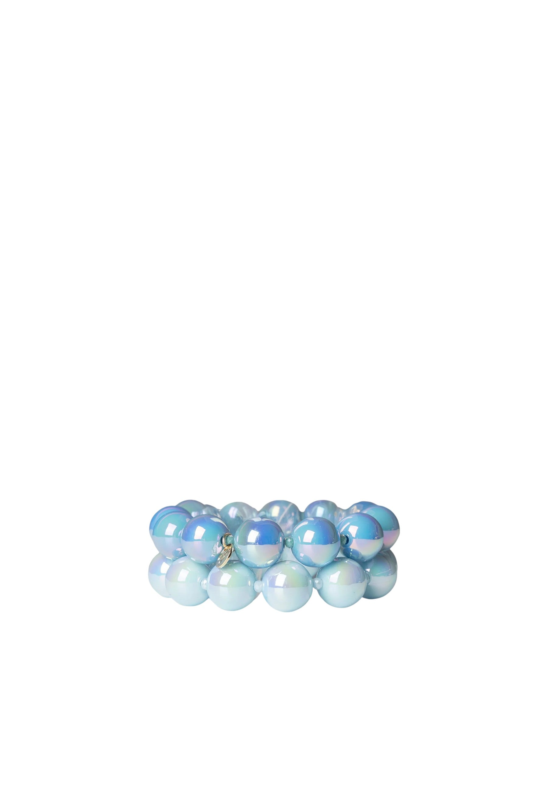 Bracciale elastico a due fili con sfere lucide in acrilico multi blu Blu