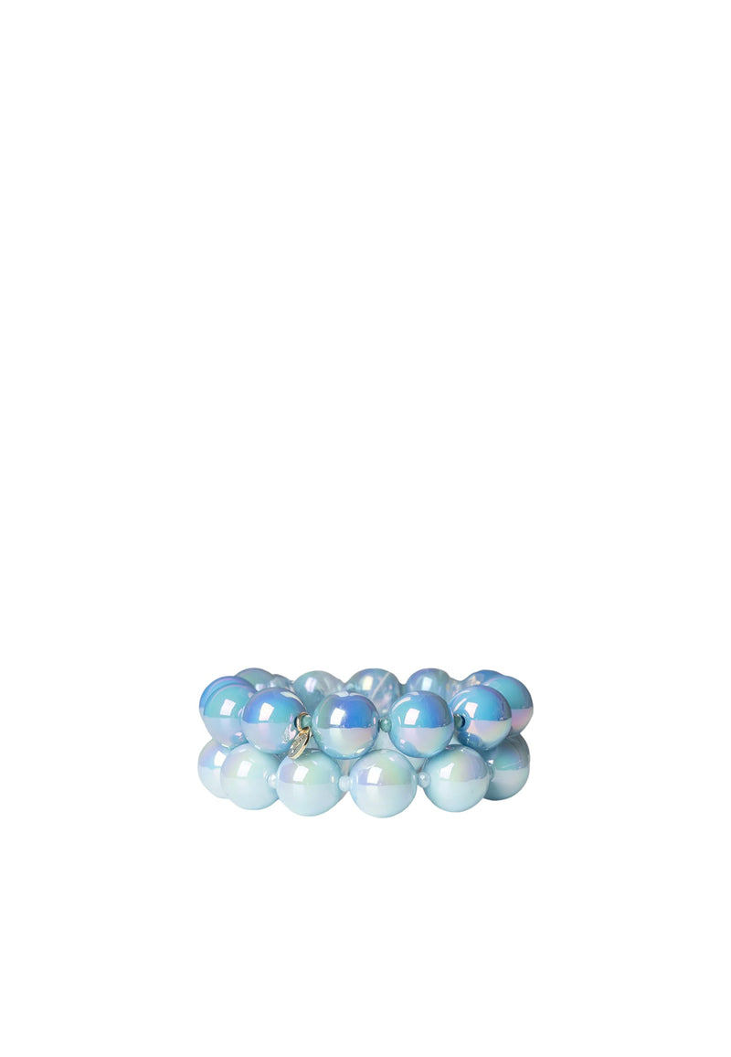 Bracciale elastico a due fili con sfere lucide in acrilico multi blu Blu
