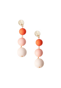 Orecchini pendenti a tre sfere in acrilico tono arancio opaco Bianco/rosa/arancio
