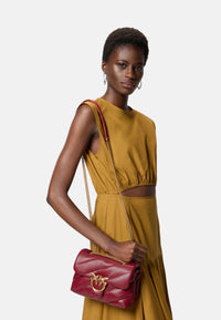 Pinko Love Mini Puff Borsa Donna in Nappa Trapuntata Rosso Scuro