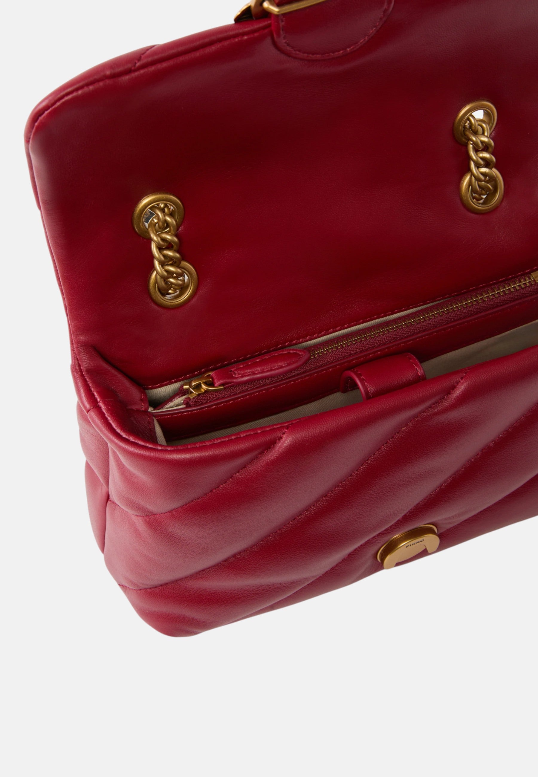Pinko Love Mini Puff Borsa Donna in Nappa Trapuntata Rosso Scuro